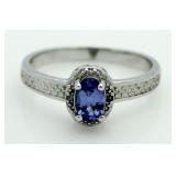 Genuine Tanzanite & Diamond Accent Ring