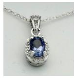 Genuine Tanzanite & Diamond Accent Pendant