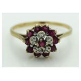 10kt Gold Genuine Ruby & Diamond Ring