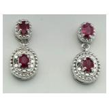 Genuine Ruby & Diamond Accent Earrings