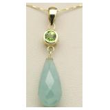 14kt Gold Genuine Jade & Peridot Pendant