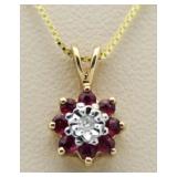 10kt Gold Genuine Ruby & Diamond Pendant