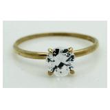 10kt Gold Brilliant White Topaz Solitaire Ring