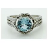 Genuine 2.66 ct Blue Topaz & Diamond Ring