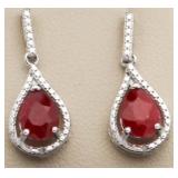 Genuine 2.84 ct Ruby & Diamond Accent Earrings