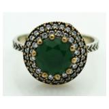 Round 2.10 ct Emerald Vintage Style Ring