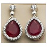 Pear Cut 6.44 ct Ruby Earrings