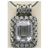 Emerald Cut 8.50 ct White Topaz Pendant