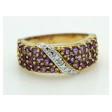 Amethyst & Diamond Accent Designer Ring