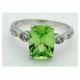 Radiant Cut Green Sapphire Designer Ring