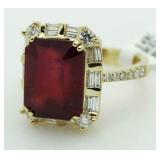 14kt Gold 12.56 ct Ruby & Diamond Ring