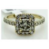 14kt Gold Cushion Cut 2.34 ct Diamond Ring