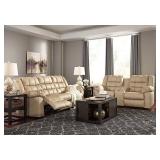 Ashley 832 Taupe Reclining Sofa & Loveseat