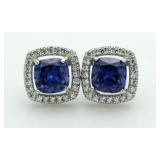 Cushipon Cut 4.00 ct Tanzanite Designer Earrings