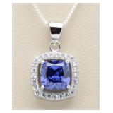 Cushion Cut 3.00 ct Tanzanite Designer Pendant