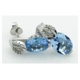 Oval 4.20 ct Blue Topaz Designer Earrings