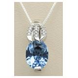 Oval 3.15 ct Blue Topaz Designer Pendant