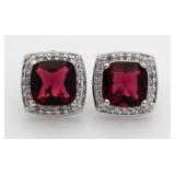 Cushion Cut 4.50 ct Ruby Designer Earrings