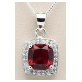 Cushion Cut 3.00 ct Ruby Designer Pendant