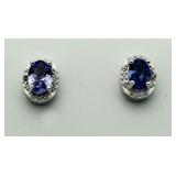 Genuine Tanzanite & Diamond Accent Earrings