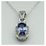 Genuine Tanzanite & Diamond Accent Pendant