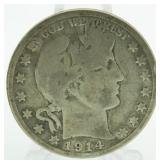 1914-S Barber Silver Half Dollar