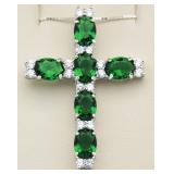 Elegant 12.50 ct Emerald Cross Pendant