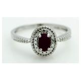 Genuine Ruby & Diamond Accent Dinner Ring