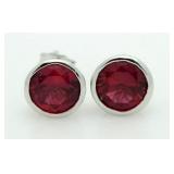 Bezel Set 2.00 ct Ruby Solitaire Earrings