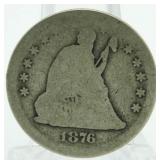 1876 Seated Liberty Silver Quarter