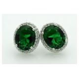 Oval 4.22 ct Emerald Designer Earrings