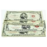 (4) Red Seal $5 Bank Notes