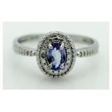 Genuine Tanzanite & Diamond Accent Ring