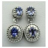 Genuine Tanzanite & Diamond Accent Earrings