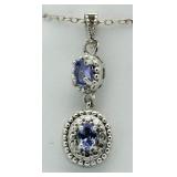 Genuine Tanzanite & Diamond Accent Pendant