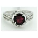 Genuine 2.21 ct Garnet & Diamond Ring