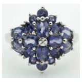 Genuine Tanzanite & Diamond Accent Dinner Ring