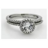 Brilliant 1.00 ct 2 Pc White Topaz Bridal Set