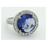 Round 7.40 ct Ceylon Sapphire Designer Ring