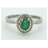 Genuine Emerald & Diamond Accent Ring