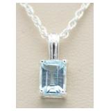 Emerald Cut 1.50 ct Blue Topaz Pendant