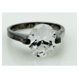 Oval 3.00 ct Tension Set White Topaz Solitaire