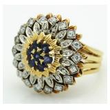 18kt Gold Antique Sapphire & Diamond Ring