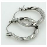 14kt White Gold Beaded Hoop Earrings