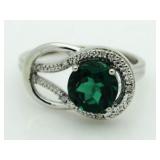 10kt Gold Emerald & Diamond Designer Ring