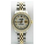 Ladies Oyster Date MOP Diamond Rolex Watch