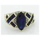 10kt Gold Sapphire & Diamond Dinner Ring