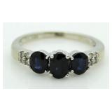 10kt Gold Genuine Sapphire & Diamond Ring