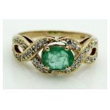 10kt Gold Genuine Emerald & Diamond Infnity Ring