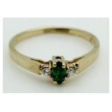 10kt Gold Emerald & Diamond Estate Ring